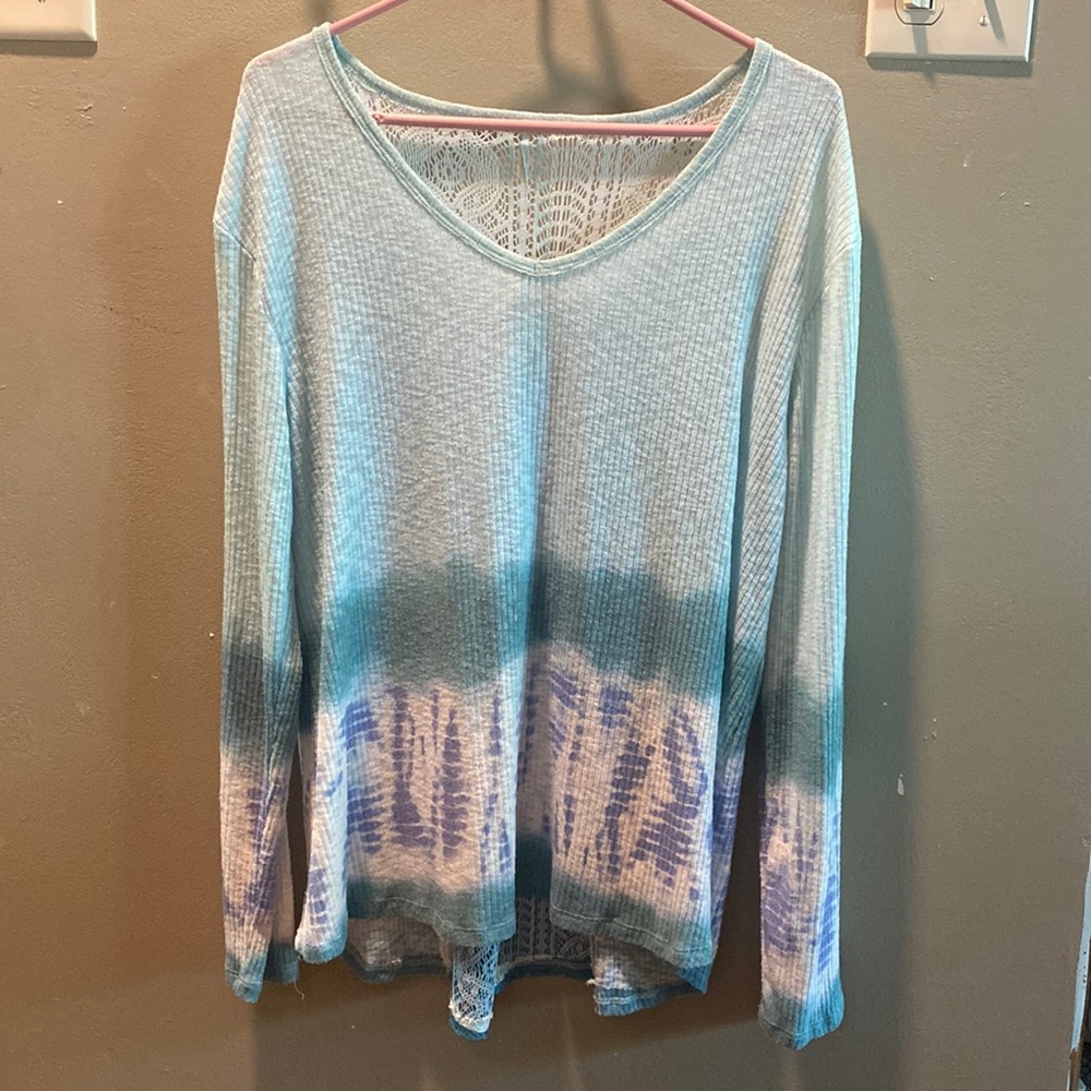 Tru self blue sweater with webbed back size XL